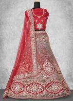 Net Red Wedding Wear Sequins Work Lehenga Choli